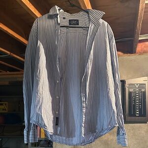 Stylish Blue and White Striped Button-Down Shirt